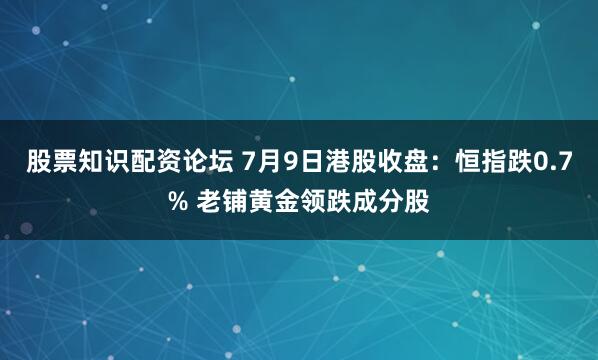 股票知识配资论坛 7月9日港股收盘：恒指跌0.7% 老铺黄金领跌成分股